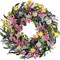 Spring Wreaths for Front Door, 22 Inch Artificial Floral Wreath for Decoration with Daisy Lavender, Wildflower Wreaths for Indoor Outdoor Home Windows Wall Farmhouse Wedding Decor